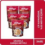 Kellogg's Granola Karışık Meyveli 340 G x5 Adet, %45 Yulaf Ezmesi, %20 Kurutulmuş Meyve, Lif Kaynağı Kahvaltılık Gevrek - 340 gr