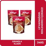 Kellogg's Granola Klasik 340 G x3 Adet,%56 Yulaf Ezmesi, Lif Kaynağı Kahvaltılık Gevrek - 340 gr