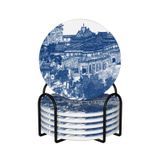keluki 6 Adet Tutuculu Seramik Bardak Altlığı Emici İçecek Altlıkları, Yuvarlak Seramik Mavi Chinoiserie Porselen İlham Tasarım Bardak Altlığı Ev Masası Kahve Fincanı Şarap Bira Bar, Boyut 11,2 cm