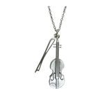 Keman Ve Keman Yayı Temalı Kolye – Unisex - Müzik Aksesuarı 60 Cm Zincir