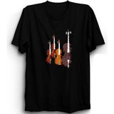 Kemanlar, Resim, Violins, Müzisyen, Musician, Müzik %100 Pamuk Tişört - Siyah - XL