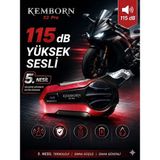Kemborn x2pro Motosiklet Kask Kulaklık İntercom Bluetooth 5.3 evrensel eşleşme 2 binicili 1Adet İnterkom seti 5.NESİL - Kırmızı