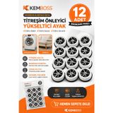KEMBOSS 12’li Titreşim Önleyici Mobilya Yükseltici Ayak | Çamaşır Makinesi, Buzdolabı ve Koltuk Altı Kaymaz Stand