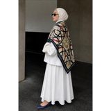 Kemer Desen Yeşil-Kırmızı Soft Fular Eşarp 90x90 cm