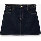 Kemer Detaylı A Kesim Mini Denim Etek - Lacivert - 42