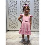 Kemer Detaylı Fırfırlı Kız Çocuk Elbise - 3 Yaş - Pembe