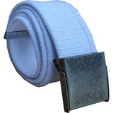 Kemer Dünyası Eskitme Metal Tokalı Unisex Spor Taktikal Tarz Kanvas Bez Kemer - Beyaz - 115 cm
