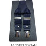 Kemer Dünyası Metal Klipsli Lüx Pantolon Askısı Lacivert Noktalı - Lacivert Puantiyeli
