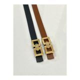 Kemerix %100 hakiki deri gold tokalı ince siyah-taba 2'li set kadın kemer