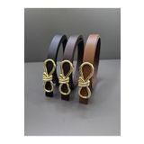 Kemerix %100 Hakiki Deri Gold Tokalı İnce Siyah-Taba-Acı Kahverengi 3'lü Kemer Set