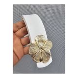 Kemerix Kadın Gold Tokalı Beyaz Kemer, 2XL Beden Gold Tokalı Beyaz Kemer
