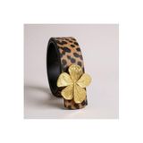 Kemerix Kadın Gold Tokalı Leopar Detaylı Kemer, M Beden