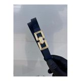 Kemerix Kadın Hakiki Deri Kemer, Gold Toka, Lacivert, M Beden