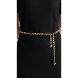 Kemerix Kadın Ithal Zincir Kemer Her Bedene Uyumlu Bel Kemeri Elbise Kemeri Ceket Kemeri - Tek Ebat - Gold