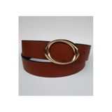 Kemerix Kadın Taba Oval Gold Tokalı Kemer, 110 CM