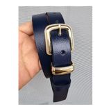 Kemerix%100 Hakiki Deri Gold Tokalı Kadın Kemer, Lacivert, 100 cm