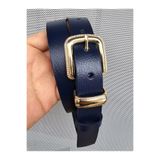 Kemerix%100 Hakiki Deri Gold Tokalı Kadın Kemer, Lacivert, 120 CM
