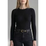 Kemerix%100 Hakiki Deri Kadın Eskitme Tokalı Jean Kemeri, 2.8 cm, Siyah-Antik, 4XL-5XL