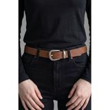 Kemerix%100 Hakiki Deri Kadın Eskitme Tokalı Jean Kemeri, 2.8 cm, Taba-Kalay
