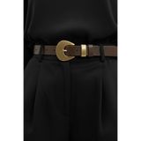 Kemerix%100 Hakiki Deri Tasarım Antik Kaplamalı Acı Kahve Kemer, 2.4 cm, Kadın, L Beden