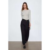 Kemerli Geniş Paça Pantolon-Siyah 72281-2Y6