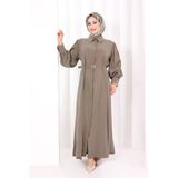 Kemerli Kloş Elbise 7073 Haki