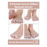 Kemik Büyümesi Karşıtı Şekil Bozukluğu Önleyici Ayak 5 Parmak Ayıran Silikon Bunyon Ayırıcı 2'li Set