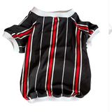 Kemique Black Red White Striped Oval Yaka Tişört Köpek Elbisesi