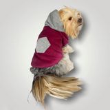 Kemique Burgundy Gray Kapşonlu Sweatshirt Köpek Kıyafeti M