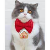 Kemique GingerHome Kedi Papyon Tasması | Kırmızı Fiyonk Boyun Aksesuarı | Noel Temalı Kedi Süsü