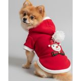 Kemique KardanAdam Kırmızı Polar Köpek Kıyafeti | Kapüşonlu Noel Köpek Sweatshirt | Küçük Irklar İçin
