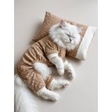 Kemique Latte Sprinkles Kedi Uyku Seti | Penye Kedi Tulum ve Mini Yastık Takımı | Pamuklu | Tüy Dökülmesini Azaltır |