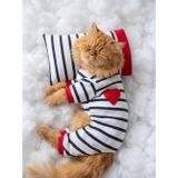 Kemique Mon Amour Çizgili Kedi Uyku Seti | Penye Kedi Tulum ve Mini Yastık Takımı | Pamuklu | Tüy Dökülmesini Azaltır |
