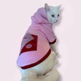 Kemique Pink Burgundy Bee Kapşonlu Sweatshirt Kedi Kıyafeti XXL
