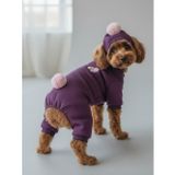 Kemique Purple PonPon Pony Köpek Tulumu & Bere Takımı | Şardonlu Polar Kumaş | Küçük Irk Köpekler İçin | Tüy Dökülmesini Azaltır