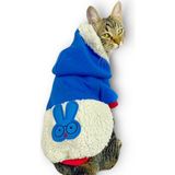 Kemique Sweet Blue Rabbit Sweatshirt Kapşonlu Kedi Kıyafeti Kedi Sweatshirt - L - Turuncu