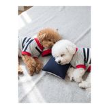 Kemique Yacht Club Marin Çizgili Köpek Uyku Takımı | Lacivert Kırmızı Pamuklu Köpek Tulumu ve Mini Yastık |