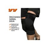 KEMOVE Siyah Profesyonel Ortopedik Dizlik - Bandajlı Çapraz Destekli Sporcu Dizliği - Ayarlanabilir Kademeli Kompresyon Örgü Diz Bandı (Tekli)
