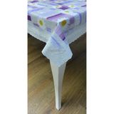 Kenarı dantelli astarlı dökümlü silinebilir papatya pvc dikdörtgen muşamba masa örtüsü 122 x 155 cm Mor