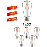 Kendal Elektrik K2 KES505 LED Filament Ampul 6W E27 Duy Günışığı - 5’li Paket - RGB