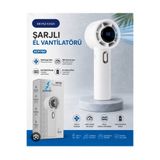 Kendal Vanti KCF750 Şarjlı El Vantilatörü USB Şarjlı Taşınabilir Mini Fan 5 Kademeli Dijital Göstergeli Beyaz