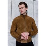 Kende Kolej Hakiki Deri Taba Erkek Süet Ceket - XL