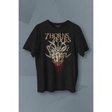 Kendim Seçtim 7 Horns 7 Eyes Metal Rock Baskılı Tişört T-Shirt - 2XL - Siyah