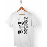 Kendim Seçtim Ac Dc Skull Kuru Kafa I Am On The Hıghway To Hell Erkek Tişört - Beyaz