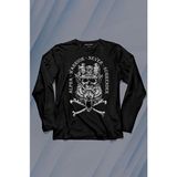 Kendim Seçtim Alpha Warrior Military Savaşçı Kurt Bozkurt Uzun Kollu Tişört Baskılı T-Shirt - 001-Siyah - XS