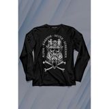 Kendim Seçtim Alpha Warrior Military Savaşçı Kurt Bozkurt Uzun Kollu Tişört Baskılı T-Shirt - 001-Siyah
