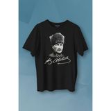 Kendim Seçtim Atatürk Gazi Mustafa Kemal Kalpaklı Baskılı Tişört T-Shirt - XL - Siyah