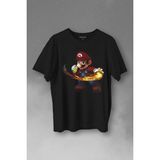Kendim Seçtim Ateş Çıkaran Super Mario Smash Bros Oyun Baskılı Tişört T-Shirt - XS - Siyah