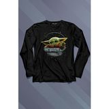 Kendim Seçtim Baby On Board Yoda Star Wars Yeşil Bebek Mandalorian Uzun Kollu Tişört Baskılı T-Shirt - 001-Siyah