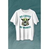 Kendim Seçtim Baby Yoda No Starbucks Coffee No Workee Star Wars Mandalorian Kahve Baskılı Tişört T-Shirt - XL - Siyah